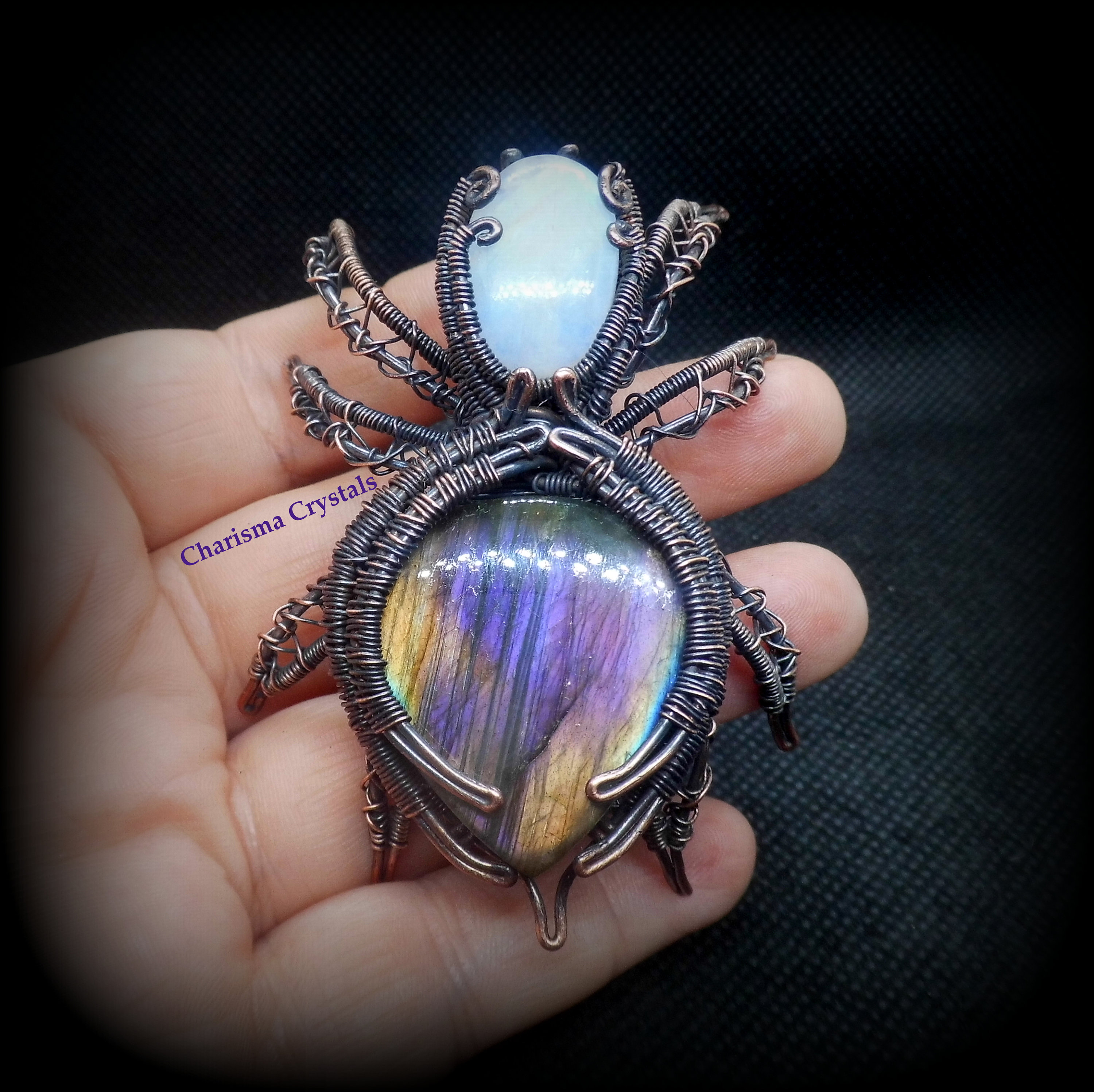 Collana Con Ciondolo Ragno E Pietra Di Luna In Argento 925 | Gioiello Misterioso Per Halloween - 2
