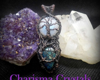 Blue moonstone and Azurite tree of life pentacle Pendant, Yggdrasil tree, Tree of life jewellery, Moonstone jewelry, Pagan jewelry,