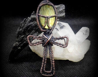 Labradorite Ankh necklace, Hieroglyph necklace, Egyptian cross, Ankh pendant, pharaoh jewelry, Supernatural, The symbol of life, Neopagan,