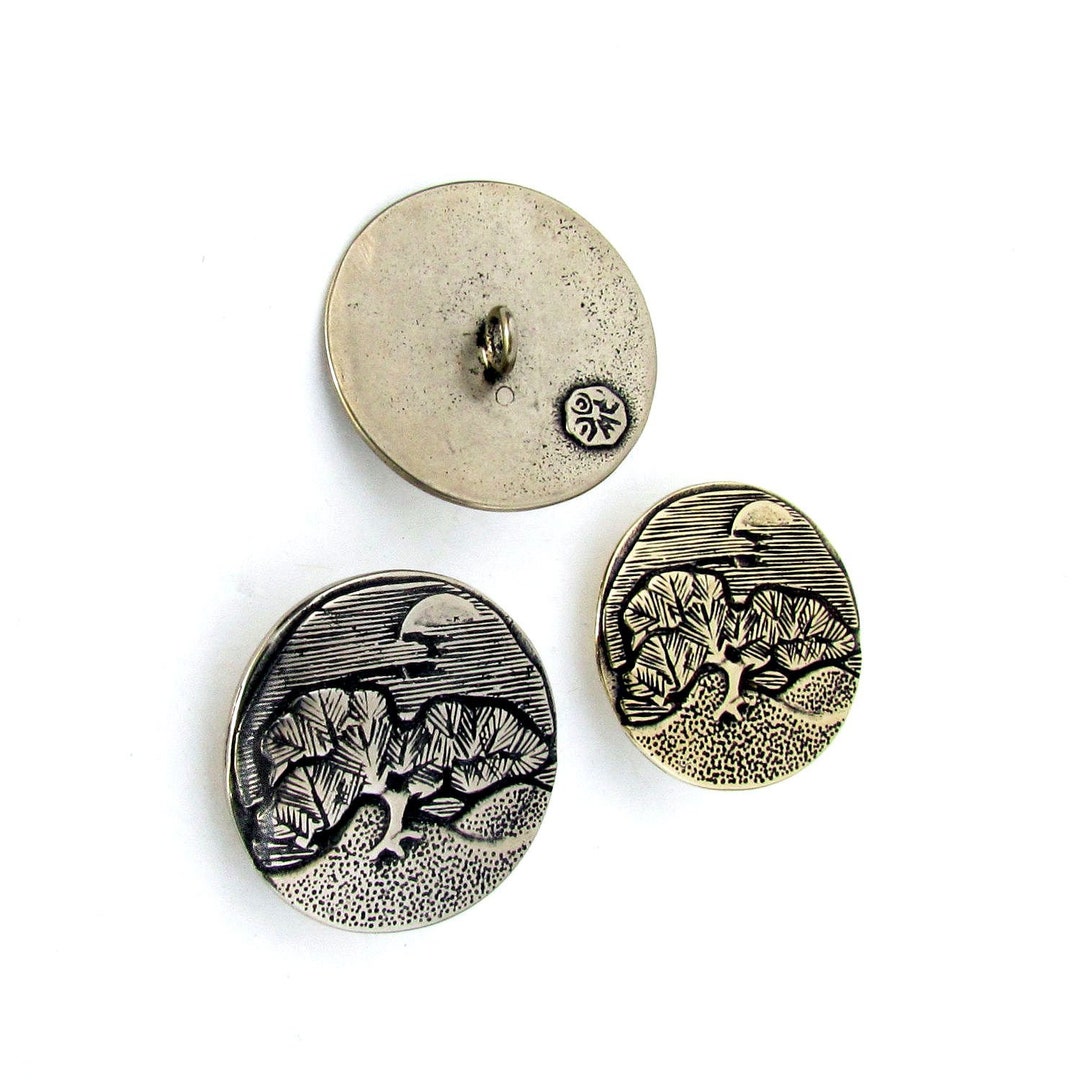 Pine Tree Buttons Pine Tree Moonlight Metal Shank Button, Jewelry Making, Sewing, 1 Inch ...