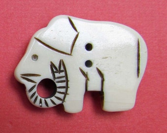 Bone Sew Thru Elephant Button, Jewelry Making, Knitting Button, Reversible, Collectible Button, Quilt Embellishment, Sewing Button