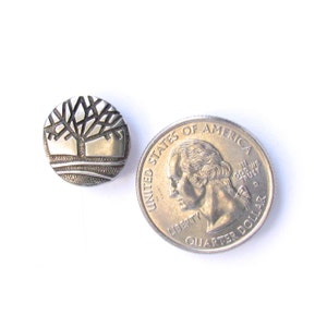 Winter Tree Design Shank Button, a stylized representation of a dormant tree during winter, 5/8 Inch, available in 3 different metal choices image 1