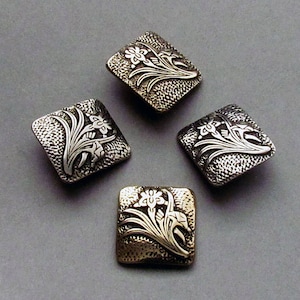 Metal Iris Design Shank Button , 13 MM Button with a Floral Motif, Fiber Arts, Knitting, Jewelry Making, Cast and Finished in the USA.