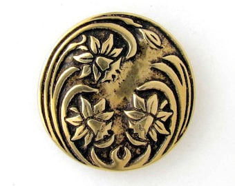 Metal Daffodils Design Shank Button, 1 Inch Diameter, in three colors, for knitting, jewelry making, and other craft projects