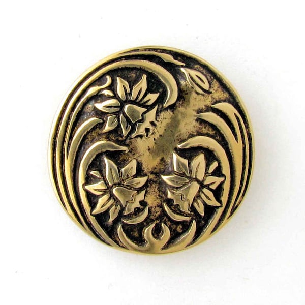 Metal Daffodils Design Shank Button, 1 Inch Diameter, in three colors, for knitting, jewelry making, and other craft projects