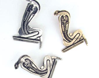Egyptian Cobra Goddess Charm – Wadjet Hieroglyphic Serpent, Bronze or Sterling Silver