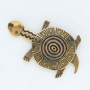 Large Turtle Shape Shank Button, a contemporary metal interpretation of a prehistoric Southwestern pottery design motif.