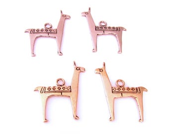 Llama Charms: Andean Style Bronze Metal Animal Pair