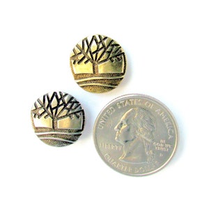 Winter Tree Design Shank Button, a stylized representation of a dormant tree during winter, 5/8 Inch, available in 3 different metal choices image 2