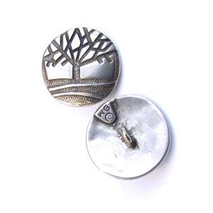 Winter Tree Design Shank Button, a stylized representation of a dormant tree during winter, 5/8 Inch, available in 3 different metal choices image 4