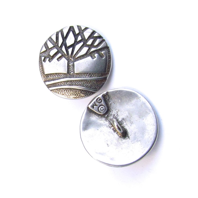 Winter Tree Design Shank Button, a stylized representation of a dormant tree during winter, 5/8 Inch, available in 3 different metal choices image 4