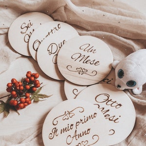 Cartoline Prime Tappe in legno, regalo nascita, milestone cards, il mio primo anno, le mie prime tappe, baby card