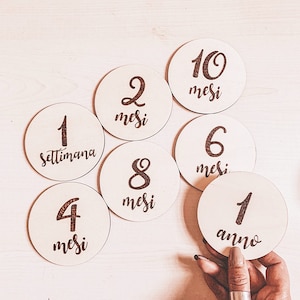 Cartoline Prime Tappe in legno decorate, regalo nascita, milestone cards, il mio primo anno, le mie prime tappe, baby card