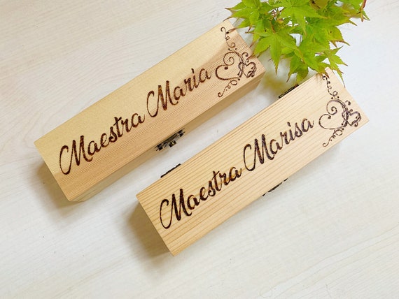 PERSONALISED Gift for Best School TEACHER Wooden Pen & Pencil Box Set Present PERSONALISED Gift for Best School TEACHER Wooden Pen & Pencil Box Set Present