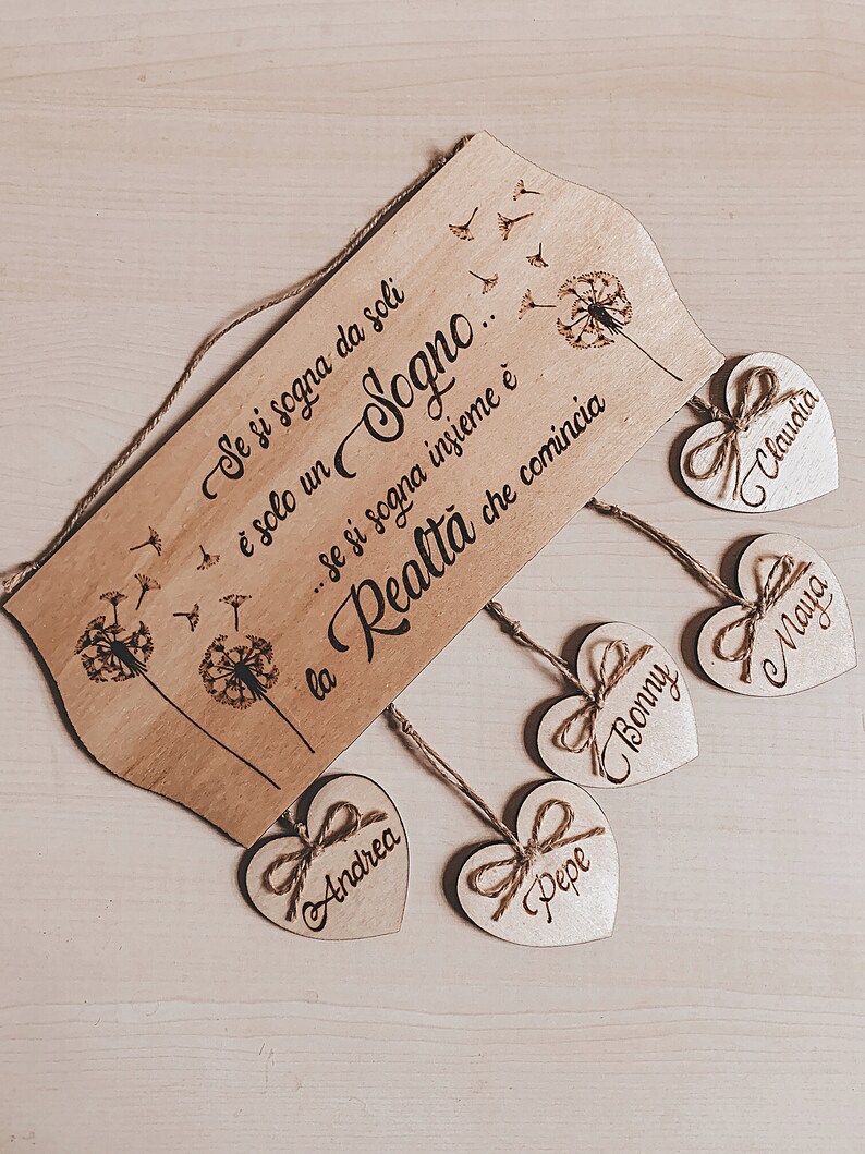 Targa In Legno Personalizzata Con Scritta Incisa – 24x7 Cm, Corda Per Appendere, Regalo Anniversario