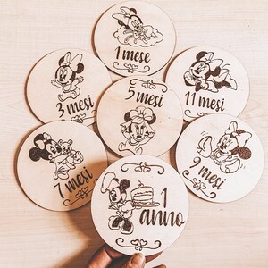 Disney Prime Tappe in legno, regalo nascita, milestone cards, il mio primo anno, le mie prime tappe, baby card