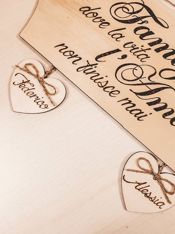 Cuore in ardesia con incisione, motivo: cuore in ardesia Happy Wife Happy Life, bella idea regalo per anniversario per la fidanzata/tesoro decorazione da parete da appendere, dimensioni 20 x 20 cm