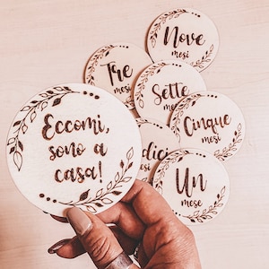 Cartoline Prime Tappe in legno decorate, regalo nascita, milestone cards, il mio primo anno, le mie prime tappe, baby card