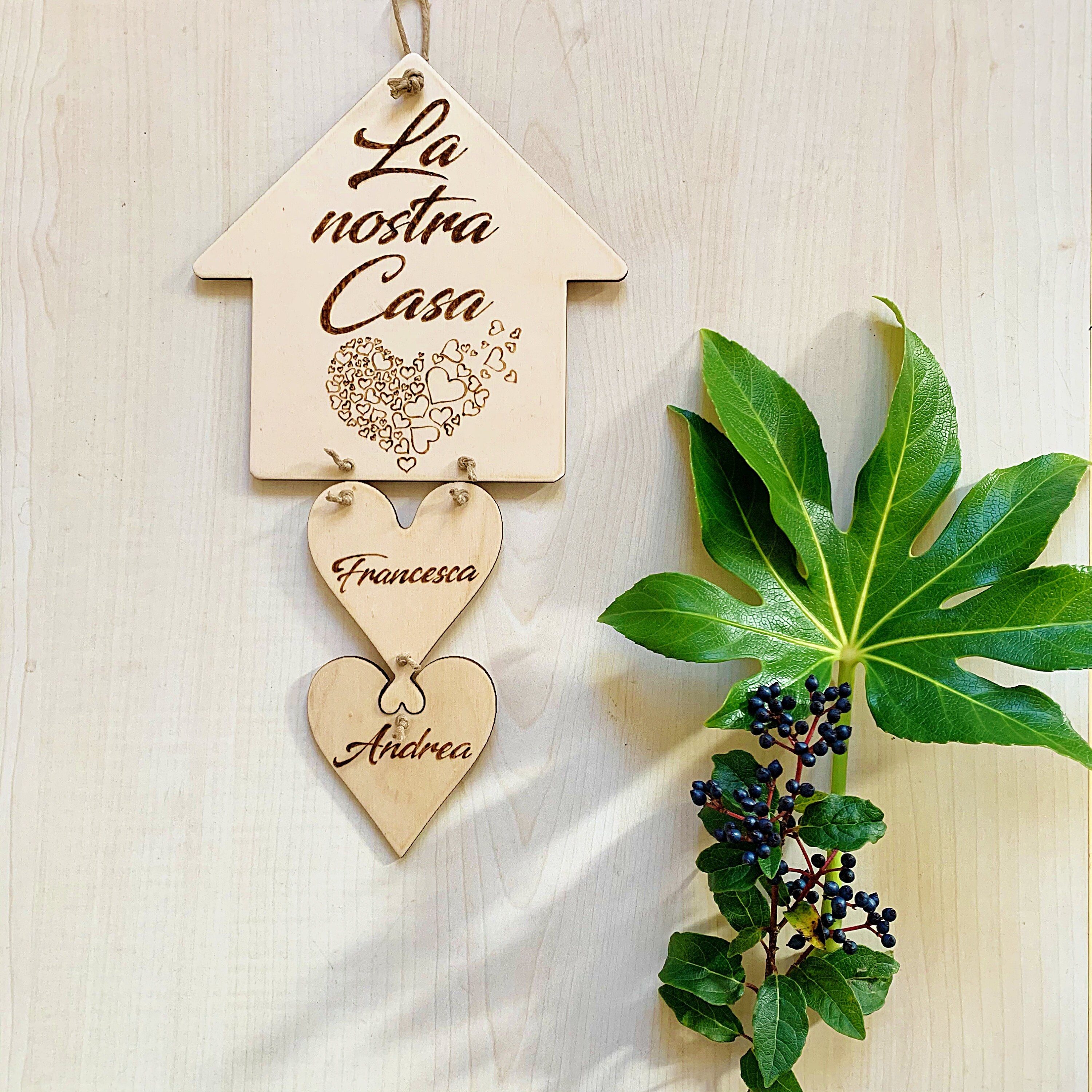 Targhetta Da Parete 'Casa è Dove Si Trova Il Cuore' In Legno Di Tiglio - 10x15 Cm - Foto 9