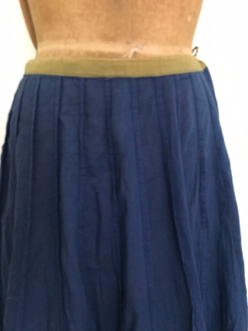 INDIAN Skirt Gauze Cotton Blue Pleaded Floral Trim One Size - Etsy