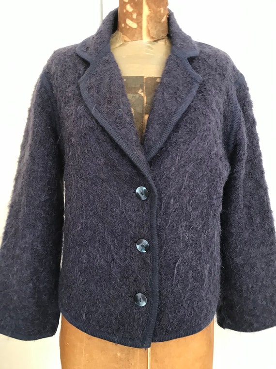 TRACHTEN WOOL Cardigan Jacket Blue Mohair JOBIS S… - image 1