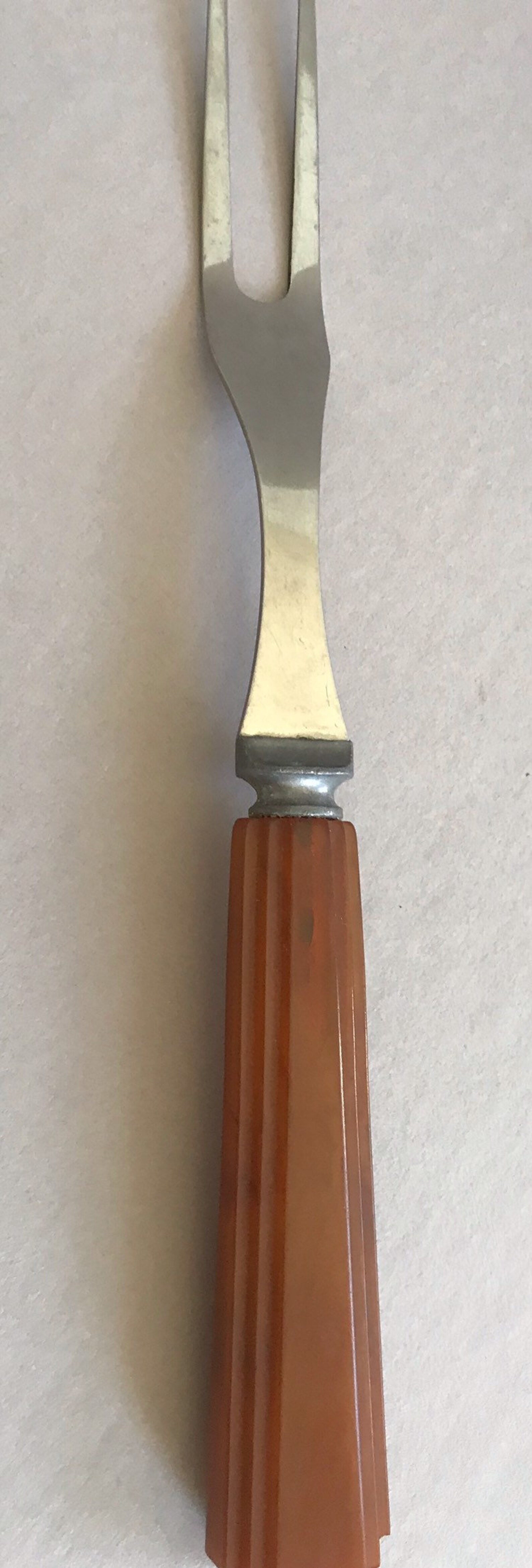 BAKELITE Carving Fork Butterscotch Art Deco Handle Stainless Etsy