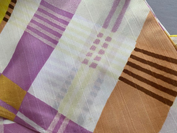 KERCHIEF Head Scarf Geometric Pattern Yellow Copp… - image 7