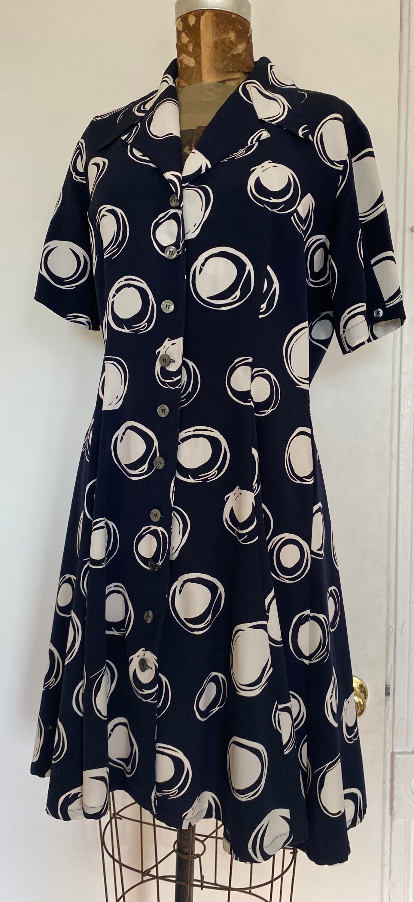 french connection navy and white dress