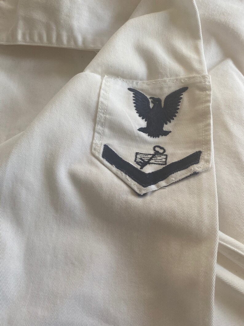 NAVY Uniform Shirt White Navy Blue Cotton Disbursing Clerk Etsy