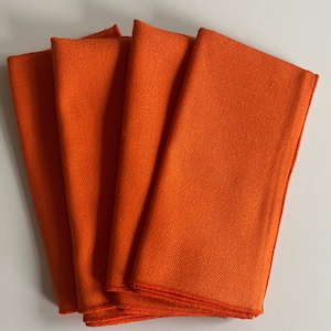 Napkins LINEN Bright Orange Set of Four Retro Table Dining Vintage