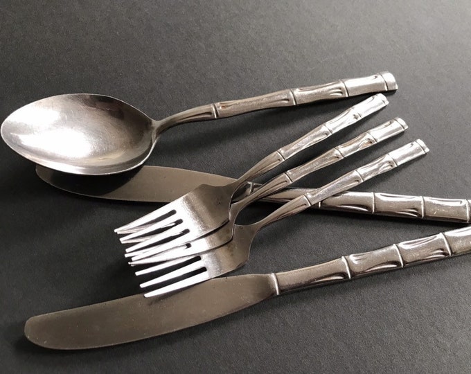 BARCLAY Geneve Flatware Bamboo Pattern Salad Forks Knives Soup Etsy