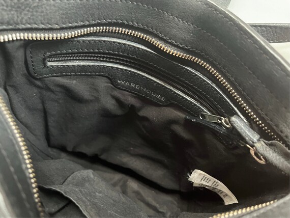 WAREHOUSE Handbag Purse Black Leather Crossbody M… - image 10