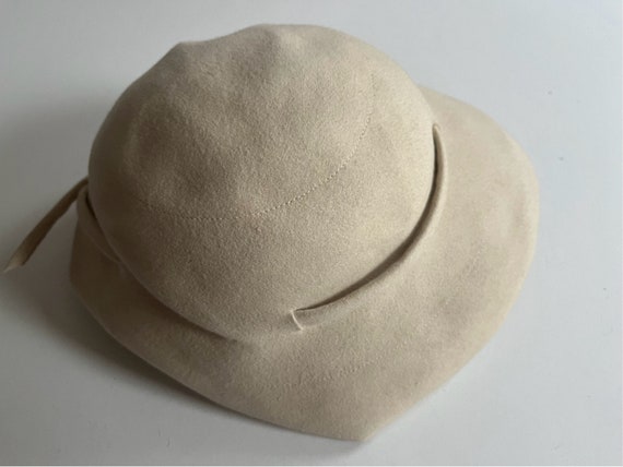 WOOL Felted Hat Winter White 1960s German Origin … - image 6