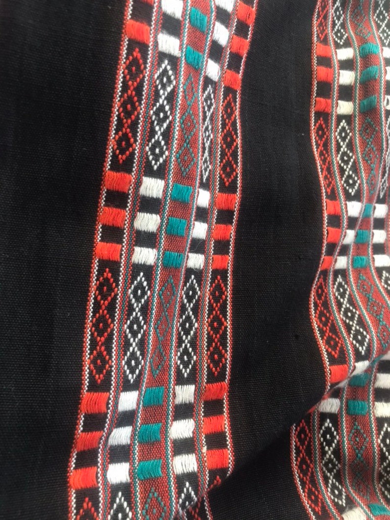 WOVEN INDIAN Skirt Supercraft Vertical Pattern Black Orange Red White Turquoise Size Medium Vintage