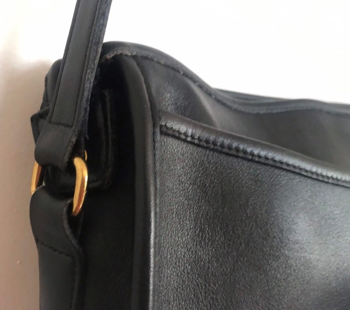 COACH Handbag Black Blue Leather Crossbody 9944 Made in the | Etsy