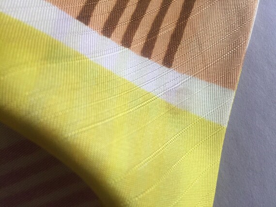 KERCHIEF Head Scarf Geometric Pattern Yellow Copp… - image 9