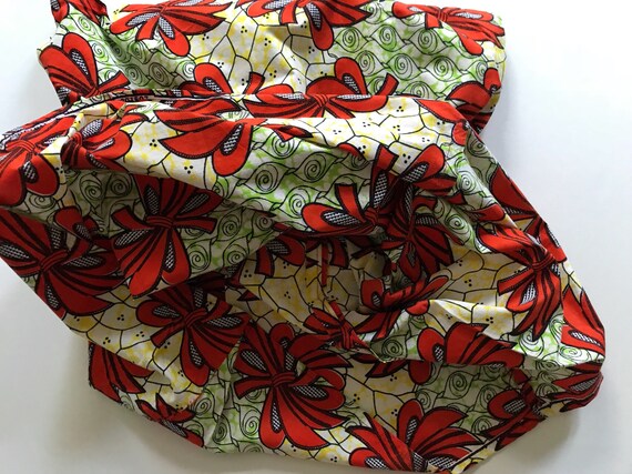 Dress AFRICAN PRINT Cotton Red Yellow Green Ruffl… - image 8