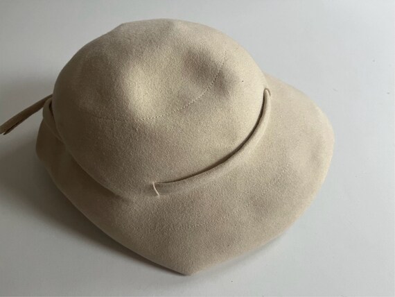 WOOL Felted Hat Winter White 1960s German Origin … - image 3