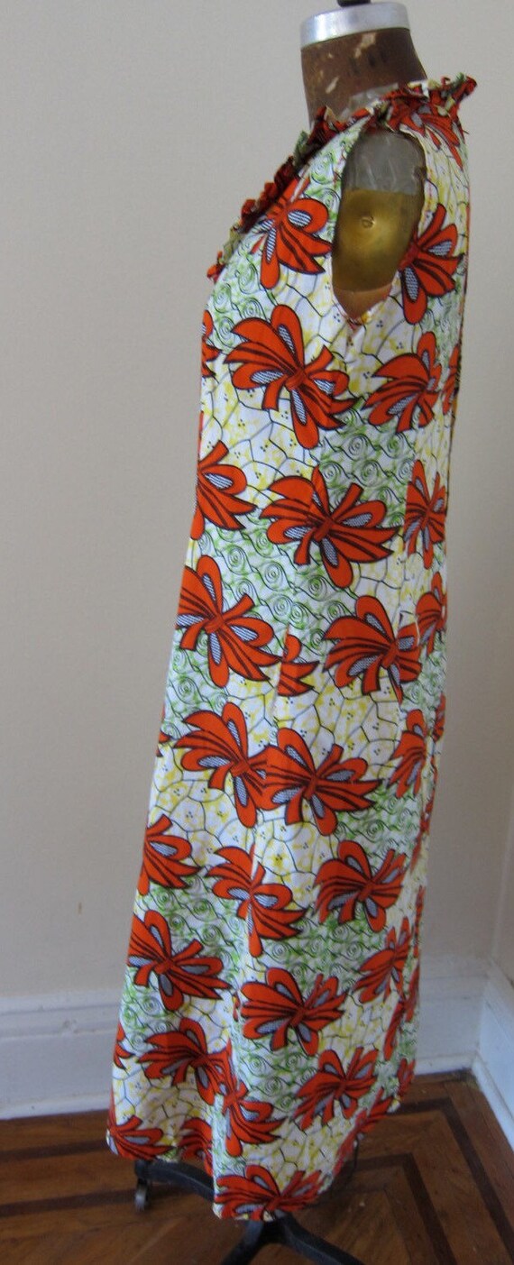 Dress AFRICAN PRINT Cotton Red Yellow Green Ruffl… - image 5