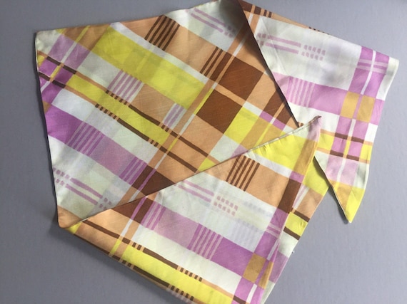 KERCHIEF Head Scarf Geometric Pattern Yellow Copp… - image 3