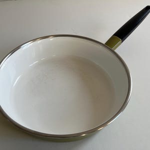 PAN Enamel Olive Green White Made in Italy Vintage