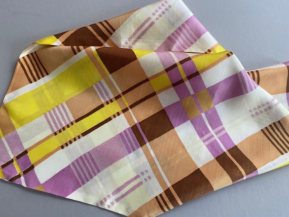 KERCHIEF Head Scarf Geometric Pattern Yellow Copp… - image 1