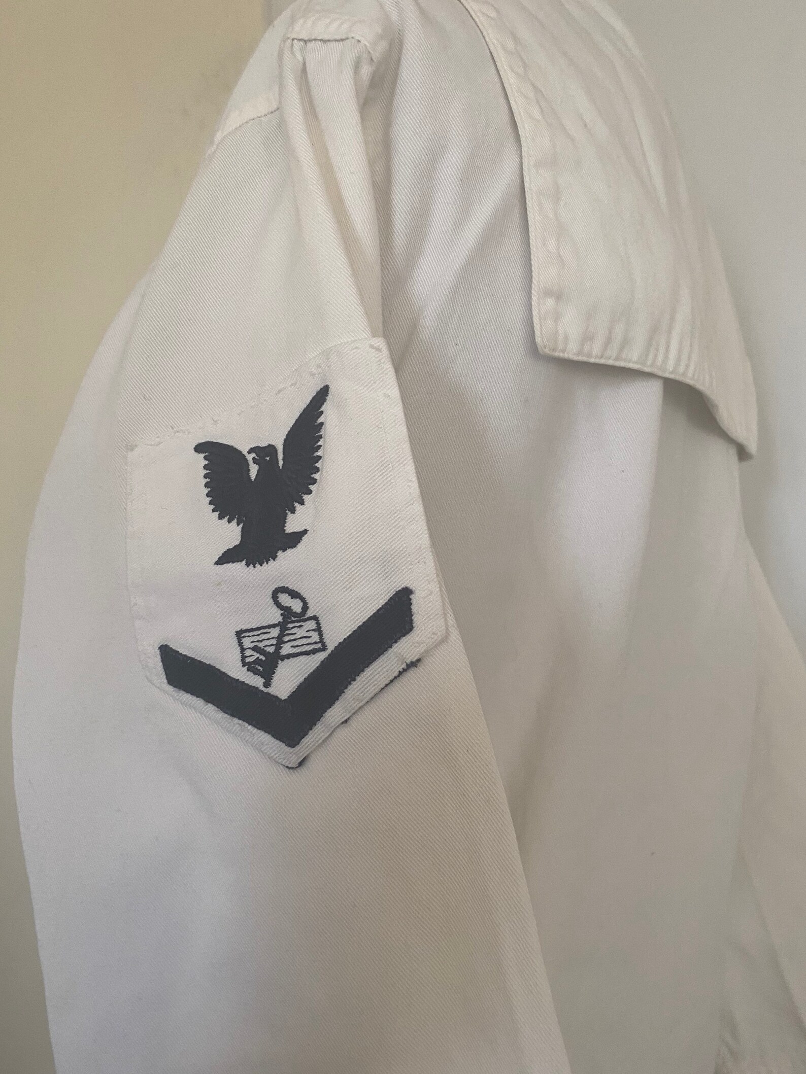 NAVY Uniform Shirt White Navy Blue Cotton Disbursing Clerk Etsy