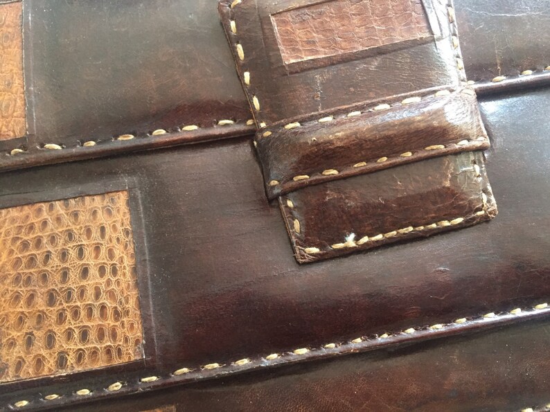 Leather PATCHWORK Clutch Snakeskin Patches Hand Made One Etsy