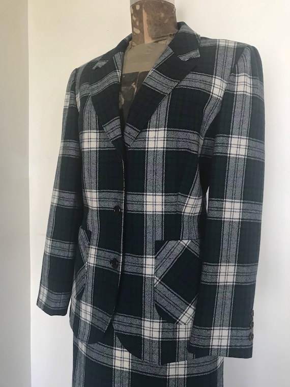 PENDLETON TARTAN Wool Suit Blazer Moss Green Blue Off-white - Etsy
