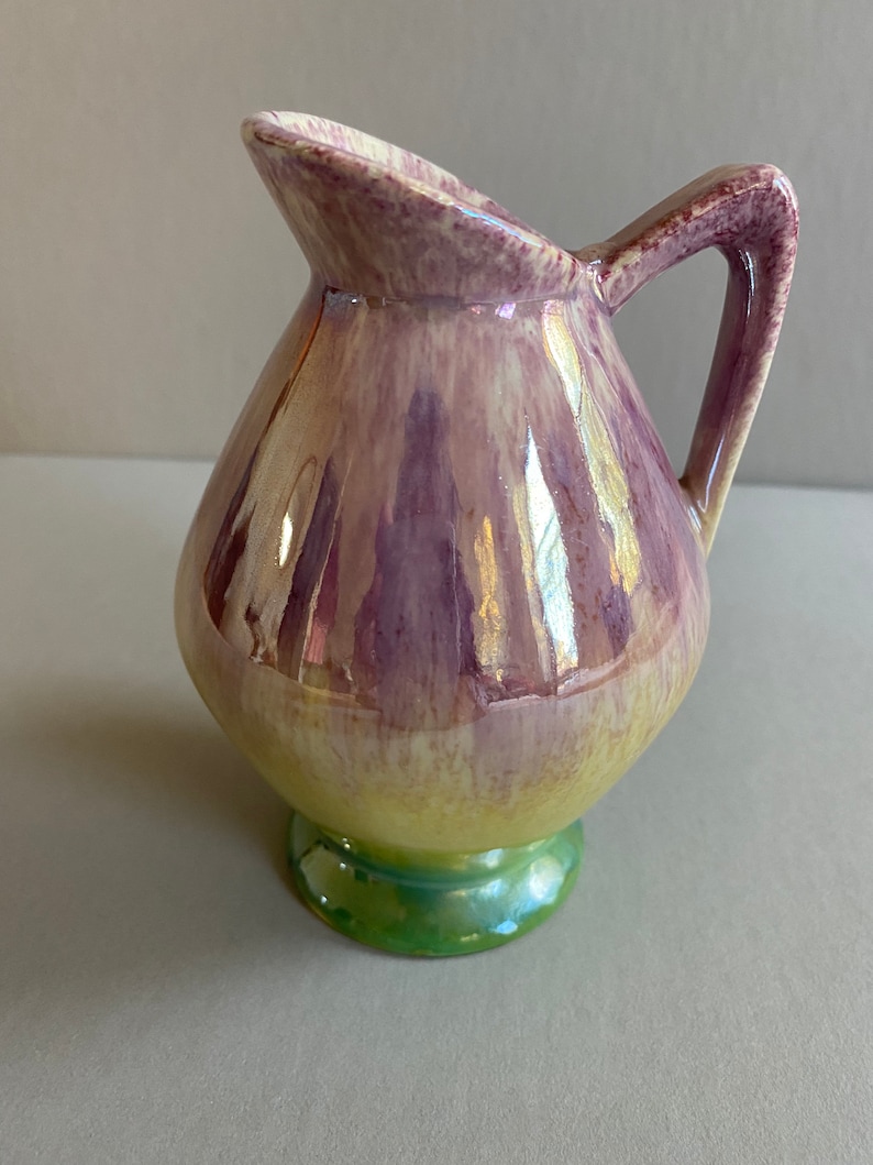 LUSTERWARE Vase Made in Germany Purple Yellow Green Vintage Etsy