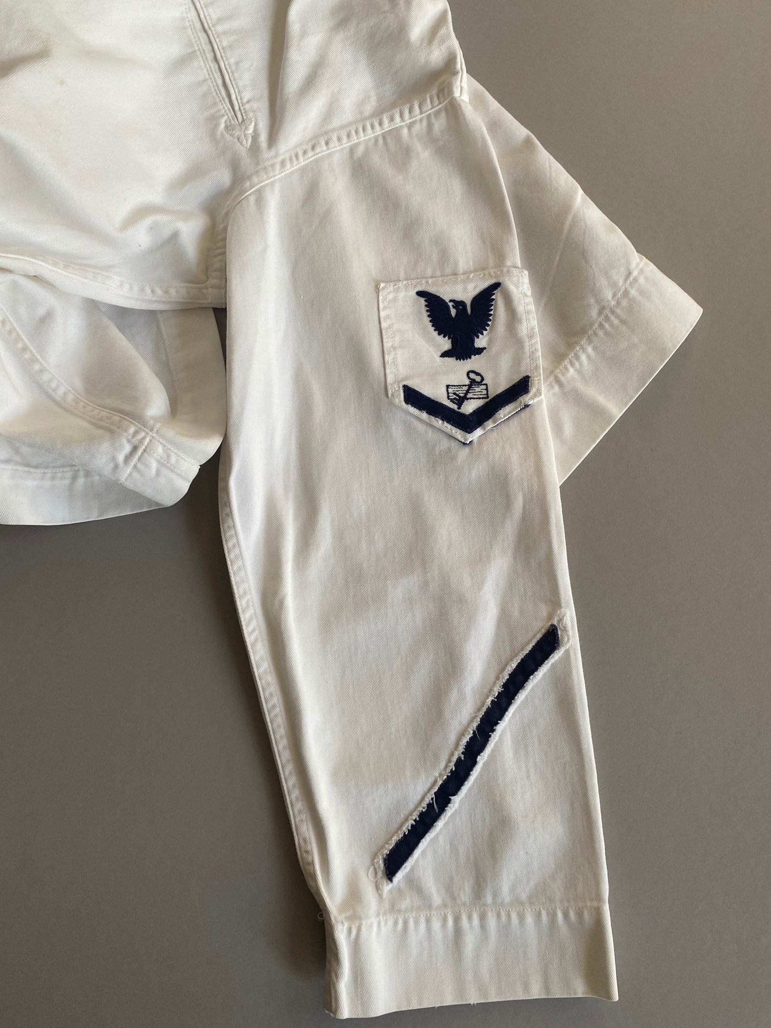 NAVY Uniform Shirt White Navy Blue Cotton Disbursing Clerk Etsy