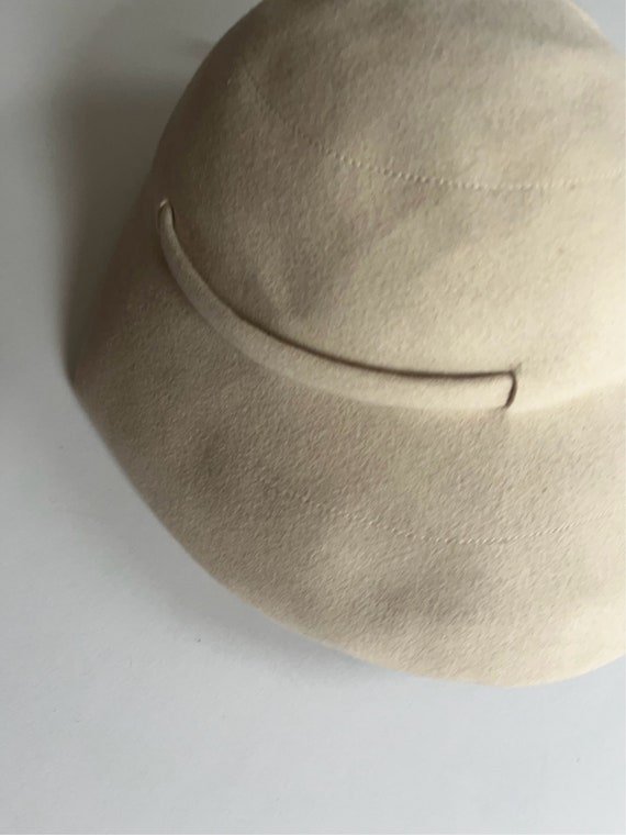 WOOL Felted Hat Winter White 1960s German Origin … - image 8