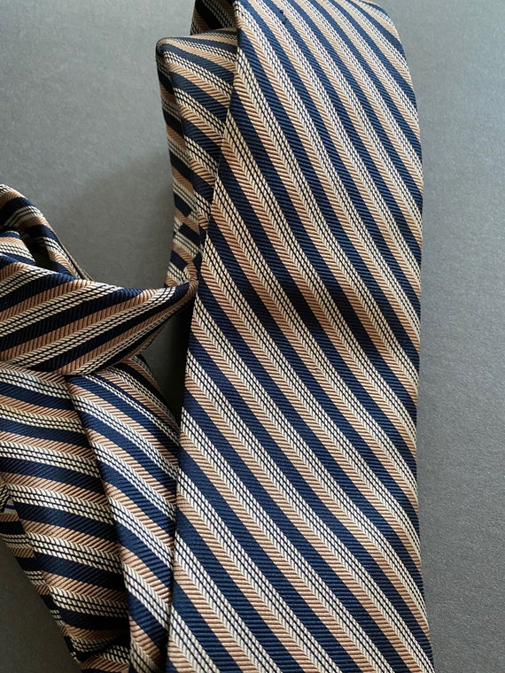 Bill BLASS Silk Necktie Tie Navy Blue Silver Metallic Pink | Etsy
