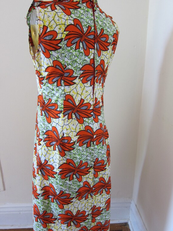 Dress AFRICAN PRINT Cotton Red Yellow Green Ruffl… - image 6